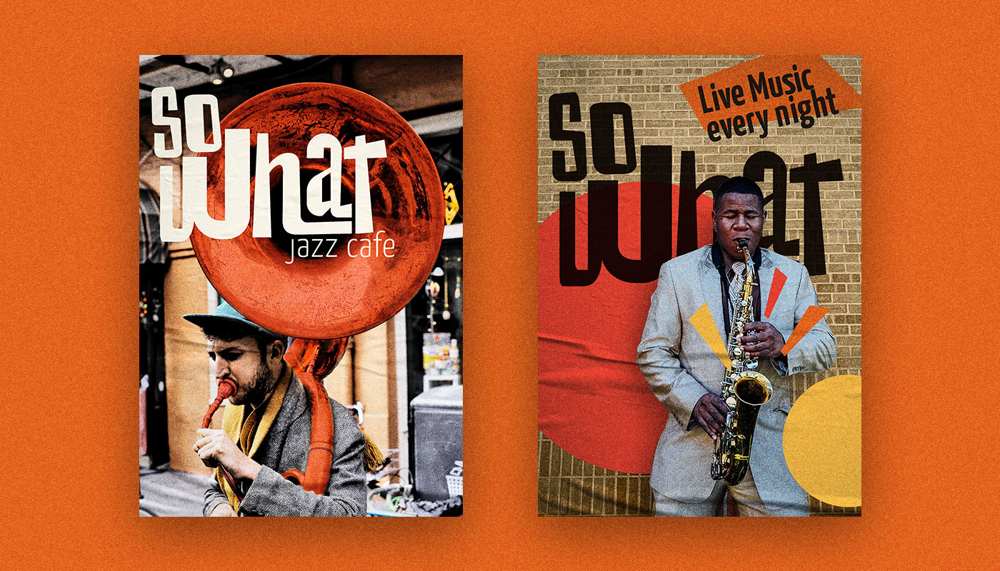 Posters for the cafe, with live music every night